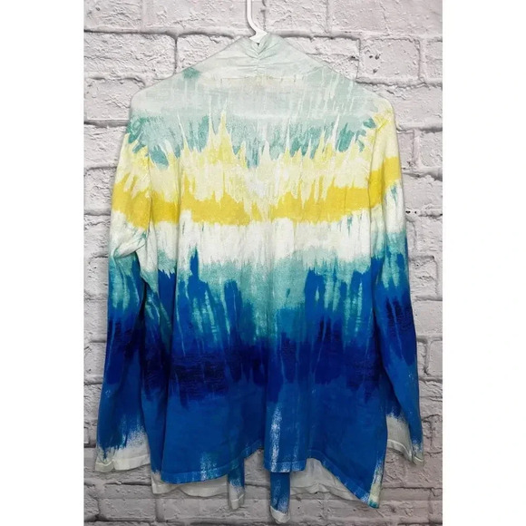 Chico’s watercolor open front Cotton Blend cardigan size 3. - Picture 3 of 7